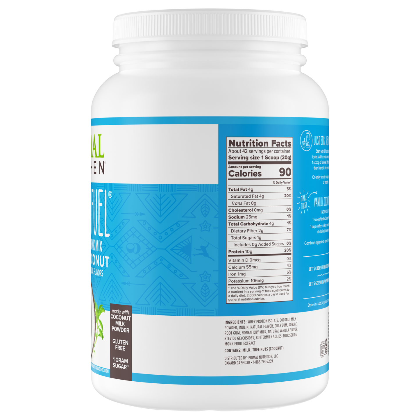 Primal Fuel: Vanilla Coconut Whey Protein Drink Mix